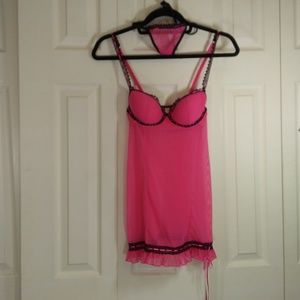 Hot Pink Netting 2Pc. Night Gown